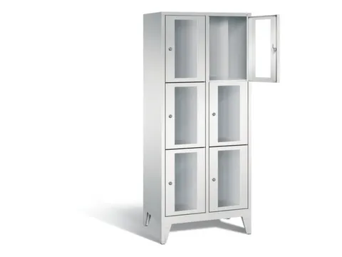 lockerkast 1850x810x500mm 2x3 vakken Cilinderslot Poten, RAL7035