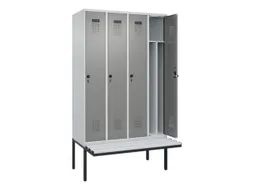 locker met bank,voor scheiding van kleding,HxBxD 2120x1200x815mm,4vak