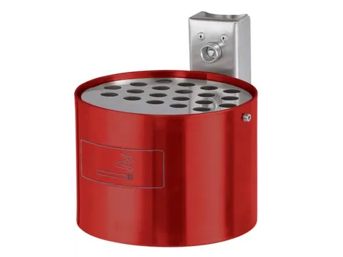 Asbak 4 liter 135x200mm Wandmontage Rond Rood