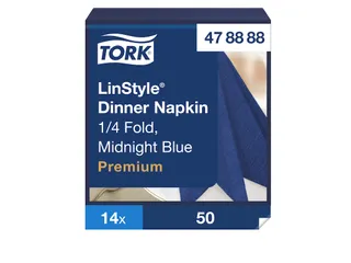 Linstyle Dinnerservet 478856 39x39cm 1-laags 1/4 vouw midnight blue - 1