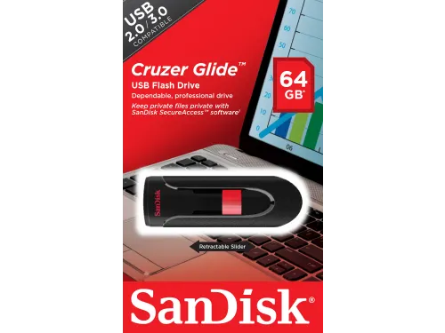 Sandisk Cruzer Glide Usb Stick 64GB Zwart Rood