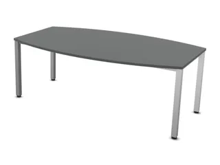 vergadertafel HxBxD 74x200x120cm vatvormig MS-donkergrijs 4voeten Alu - 3