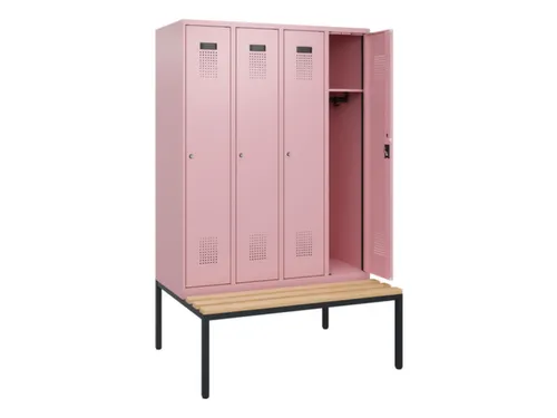 locker met bank,HxBxD 1950x1200x815mm,4vak,vak B 300mm,cilinderslot