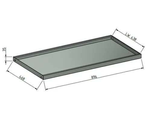 uittrekbaar legbord,v. werkplaatskast,m. bakrand,BxD 1000x500mm