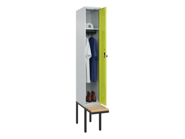 locker met bank,HxBxD 2120x300x815mm,1vak,vak B 300mm,draaigrendel