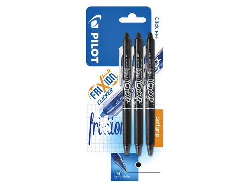 Rollerpen Pilot Frixion Ball Clicker 0.7mm Medium Zwart Blister 3 st