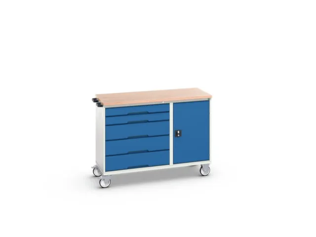 montagetafel 980x1300x600mm multiplexblad 5laden kast front RAL5010