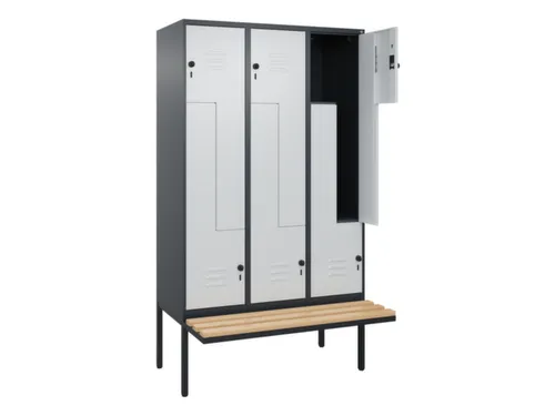 Z-garderobekast,HxBxD 2120x1200x815mm,6vak,vak B 400mm,draaigrendel
