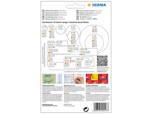 HERMA 2416 Universele etiketten 20x50mm Fluor rood 360 stuks