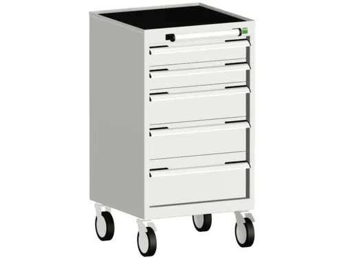 ladekast verrijdbaar 980x525x525mm 5laden RAL7035 front RAL7035