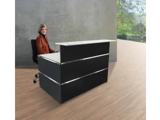 Balie Compleet 1350x 1015mm Recht Front Antraciet Bladen Wit - 1