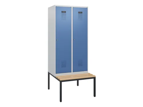 locker met bank,HxBxD 1950x800x815mm,2vak,vak B 400mm,cilinderslot
