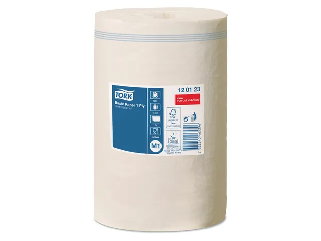 Poetsrol Tork M1 120123 1-laags 21.5x120m 11 rollen wit