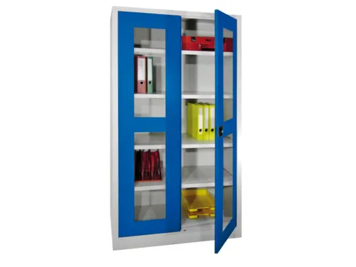 Vitrinekast Hxbxd 1950x1000x500mm Draaideuren Ral7035 Front Ral3000