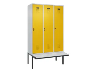 locker met bank,voor scheiding van kleding,HxBxD 2120x1200x815mm,3vak - 2