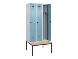locker met bank,voor scheiding van kleding,HxBxD 2120x900x815mm,3vak - 1