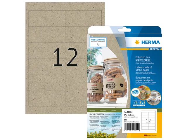 HERMA 10754 Silphie-papier Etiketten A4 97x42,3mm bruin 240 stuks