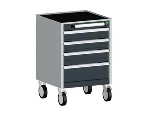 ladekast verrijdbaar 780x525x525mm 4laden RAL7035 front RAL7016 - 1
