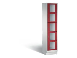 Lockerkast 1800x420x500mm 1x5 vakken Cilinderslot, Sokkel, RAL3003 - 2