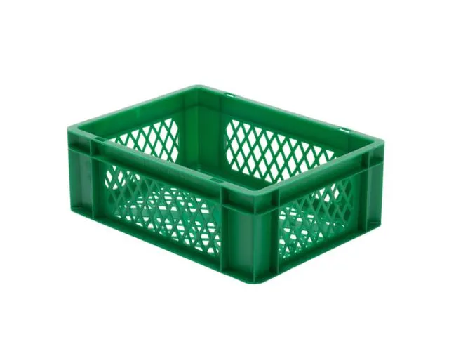 Euronorm-Stapelbak 13l 145x400x300mm Wanden/Bodem Opengewerkt Groen