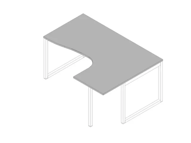 hoek-bureau,HxBxD 730x1600x1200mm,blad grijs,verdieping rechts
