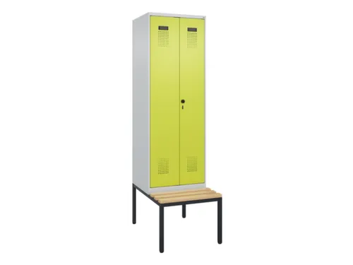 locker met bank,voor scheiding van kleding,HxBxD 2120x600x815mm,2vak