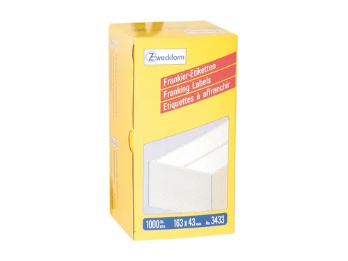 frankeeretiket Zweckform wit 163x43mm 2 etiketten per vel 500 vel