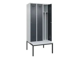 locker met bank,voor scheiding van kleding,HxBxD 2120x900x815mm,3vak - 1