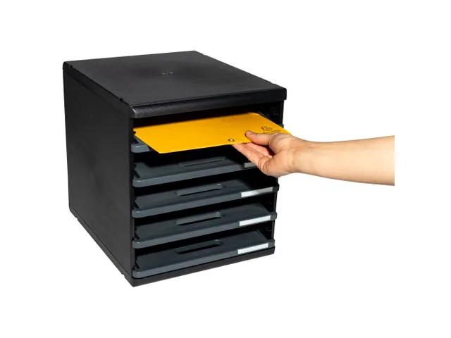 Exacompta Ladenblok Modulo met 5 Laden Open, Zwart/Grijs