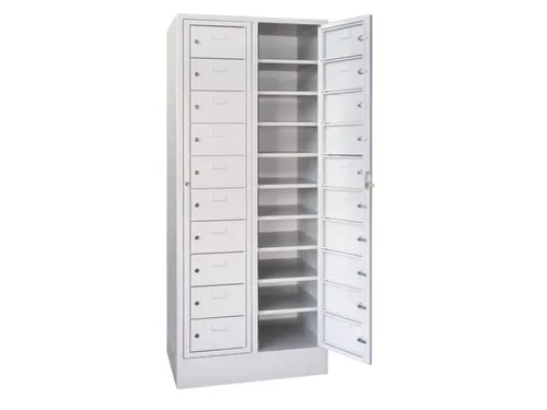Wasgoedkast 1850x770x500 2x10 Vakken Sokkel Cilinderslot Ral7035