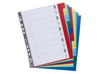 Bedrukte tabbladen numeriek assorti PP A4+ 10-delig 1-10 11-gaats - 8