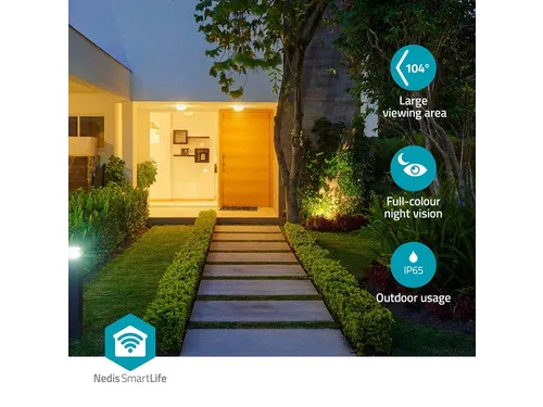 Beveiligingscamera Nedis Smartlife Wifi buiten 3MP Full HD 1296p wit