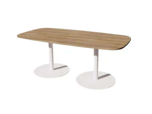 Linesto vergadertafel 200x100 deens ovaal honey castello 25mm wit