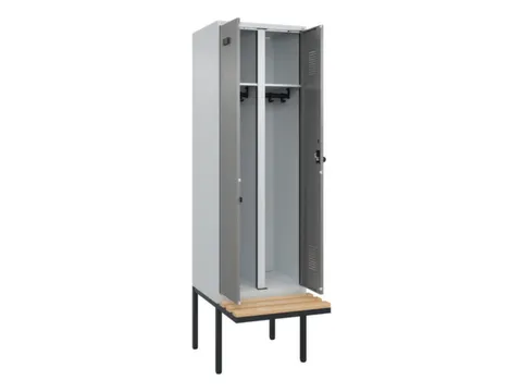 locker met bank,voor scheiding van kleding,HxBxD 2120x600x815mm,2vak