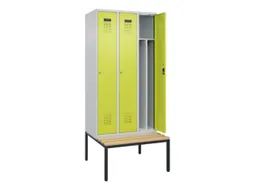 locker met bank,voor scheiding van kleding,HxBxD 2120x900x815mm,3vak