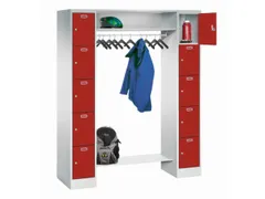 personeelsgarderobe cil.slot 1950x1500x500mm 2x5 vakken 300mm RAL3000