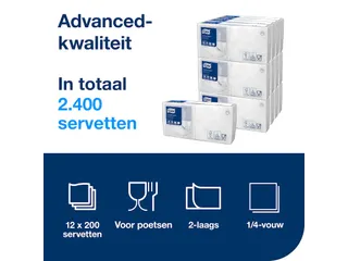 Servetten Tork 477534 Cocktail 2-laags 24x24cm wit 1/4 vouw 200st. - 7