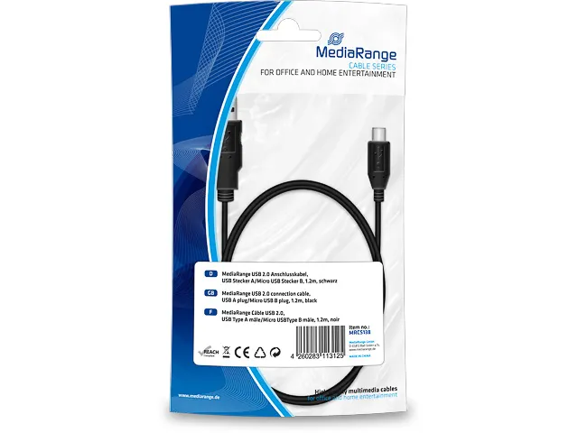 Oplaad en datakabel 1,2m MRCS138 USB 2.0 type B