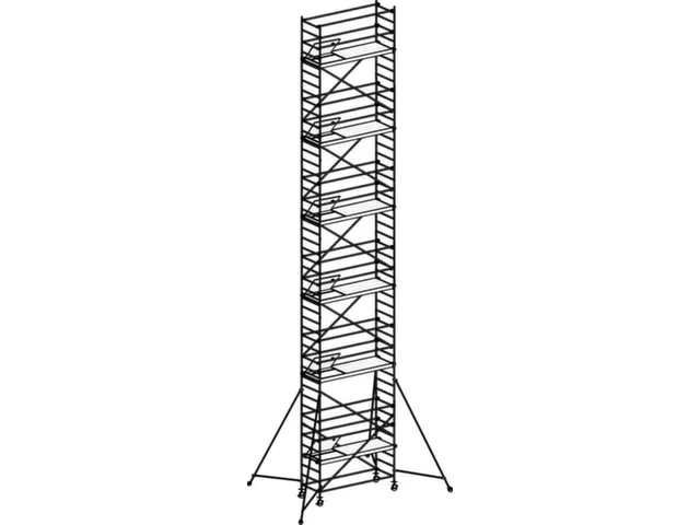 échafaudage roulant,portée H 13,4m,échafaudage H 12,64m
