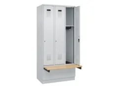 locker met bank,HxBxD 1950x900x815mm,3vak,vak B 300mm,cilinderslot