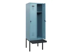 locker met bank,HxBxD 1950x600x815mm,2vak,vak B 300mm,draaigrendel