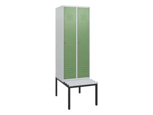locker met bank,HxBxD 1950x600x815mm,2vak,vak B 300mm,cil.-slot