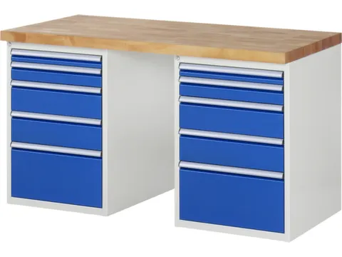 werkbank,HxBxD 890x1500x700mm,beukblad,draagverm. 750kg,2containers