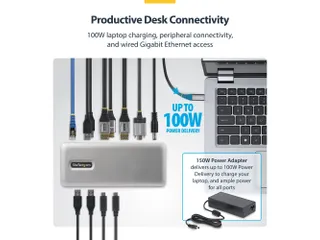 StarTech USB-C Docking Station 2x DP HDMI 4K60 100W PD - 4