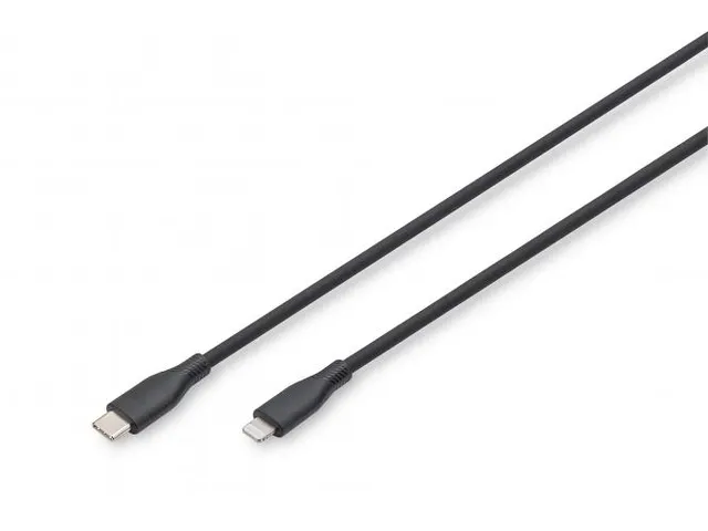 USB siliconen oplaadkabel USB-C Lightning 0,5m USB 2.0 60W Zwart