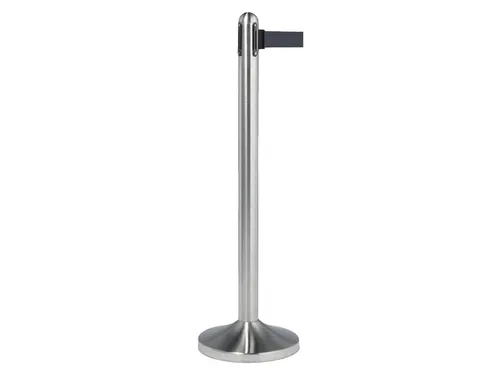 Afzetpaal Securit RVS met rolband 210cm zwart