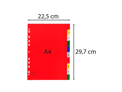 Tabbladen Polypropyleen 0.12mm 1-10 Bedrukt 10-Delig A4