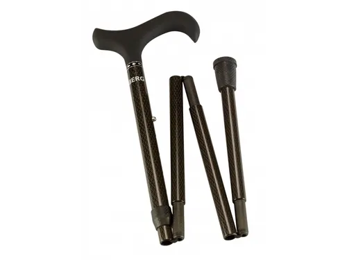 Wandelstok Able2 opvouwbaar carbon soft derby handvat zwart