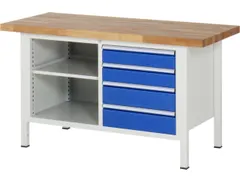 werkbank,HxBxD 840-1040x1500x700mm,beukblad,draagverm. 1250kg,4voeten