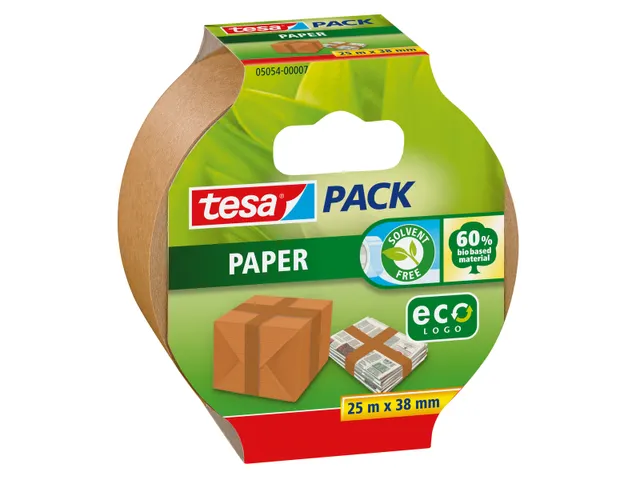 Verpakkingstape Tesapack papier ecoLogo 38mmx25m Bruin